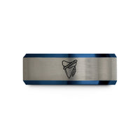 personalized presents for him – black & blue & grey tungsten shark tooth rope wedding band