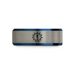 unique valentines day present – black & blue & gray tungsten spiky burst wedding band