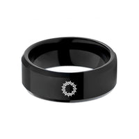 engraved rings for couples – black tungsten thorns circle wedding band