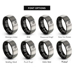 font options for inside engraving on black & gray brain awareness rings