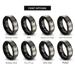 font options for inside engraving on black & silver brain awareness rings