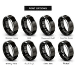 font options for inside engraving on black & grey brain awareness rings