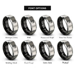 font options for inside engraving on black & grey brain awareness rings