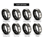 font options for inside engraving on black & grey brain awareness rings