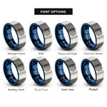 font options for inside engraving on blue & silver brain icon rings