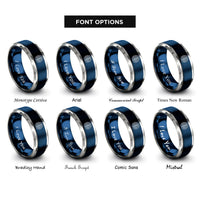 font options for inside engraving on blue & gray brain nodes rings
