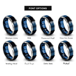 font options for inside engraving on blue & gray brain pcb pattern rings