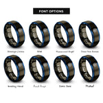 font options for inside engraving on gunmetal & blue brain pcb pattern rings