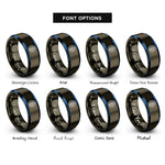 font options for inside engraving on gunmetal & blue brain pcb pattern rings