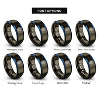 font options for inside engraving on gunmetal & blue brain pcb pattern rings