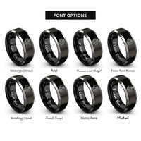 font options for inside engraving on black & silver brake caliper rings