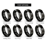 font options for inside engraving on black & grey brake disc caliper rings