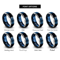 font options for inside engraving on blue & gray branch diagram rings