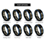 font options for inside engraving on gunmetal & blue branch diagram rings