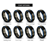 font options for inside engraving on gunmetal & blue branch diagram rings
