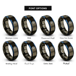 font options for inside engraving on gunmetal & blue branch diagram rings