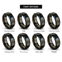 font options for inside engraving on gunmetal & blue branch diagram rings