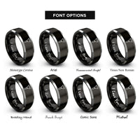 font options for inside engraving on black & gray brass mouthpiece rings
