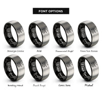 font options for inside engraving on black & gray brass tuba rings
