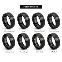 font options for inside engraving on black brass tuba rings