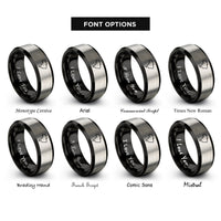 font options for inside engraving on black & silver brazil rings