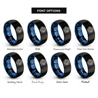 font options for inside engraving on black & blue brazil flag rings