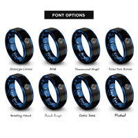 font options for inside engraving on black & blue brazil flag rings