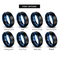 font options for inside engraving on black & blue brazil flag rings