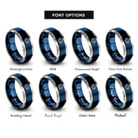 font options for inside engraving on blue & silver brazil flag rings