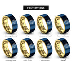 font options for inside engraving on gold & blue brazil flag rings