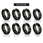 font options for inside engraving on black & silver bread knife rings