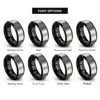 font options for inside engraving on black & silver bread knife rings
