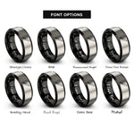 font options for inside engraving on black & silver bread knife rings