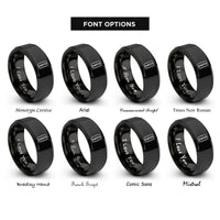 font options for inside engraving on black bread knife rings