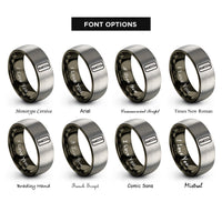 font options for inside engraving on gunmetal & silver bread knife rings