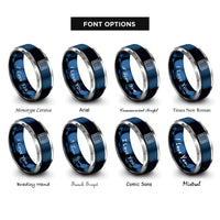 font options for inside engraving on blue & silver breadboard rings