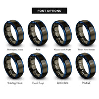 font options for inside engraving on gunmetal & blue breadboard rings