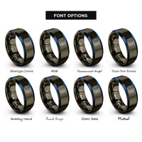 font options for inside engraving on gunmetal & blue breadboard rings