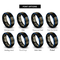 font options for inside engraving on gunmetal & blue breadboard rings