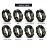 font options for inside engraving on gunmetal & blue breadboard rings