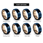 font options for inside engraving on blue & rose gold breadsticks rings