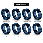 font options for inside engraving on blue breadsticks rings