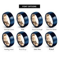 font options for inside engraving on rose gold & blue breadsticks rings