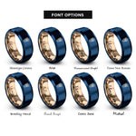 font options for inside engraving on rose gold & blue breadsticks rings