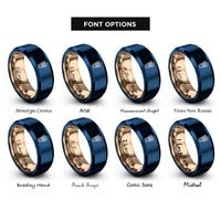font options for inside engraving on rose gold & blue breadsticks rings