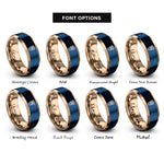 font options for inside engraving on rose gold & blue breadsticks rings