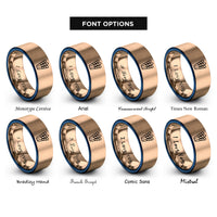font options for inside engraving on rose gold & blue breadsticks rings