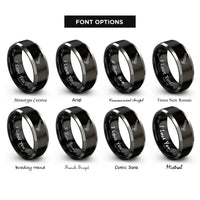 font options for inside engraving on black & gray breaker bar rings