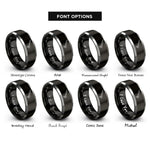 font options for inside engraving on black & silver breaker bar rings