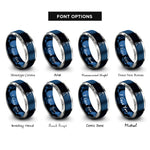 font options for inside engraving on blue & silver breakwater lighthouse beam rings